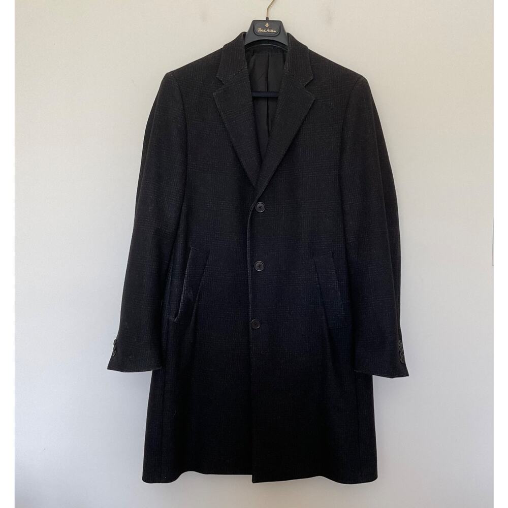 John Varvatos Star USA Wool Blend Pea Coat Mens 40 Black Gray Premium Tailored